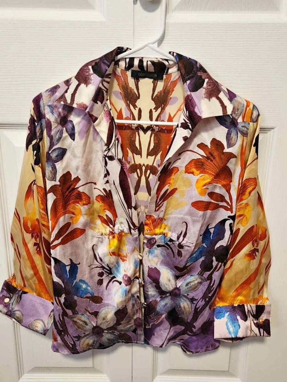 Roberto Cavalli 100%Silk Floral Blouse